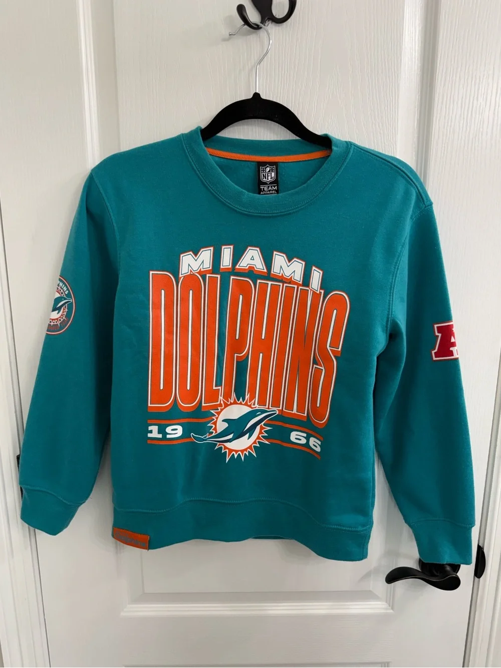 NFL Team Apparel Teal Orange Miami Dolphins Kids Crewneck Sweatshirt